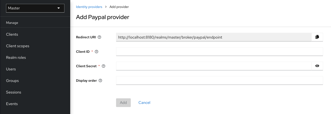 Add Identity Provider