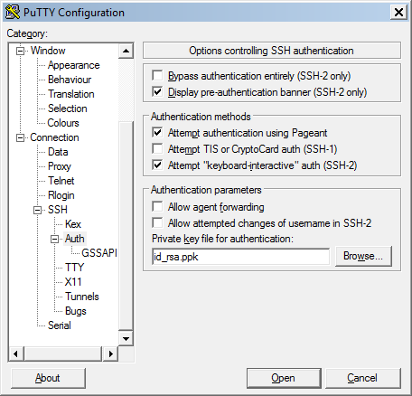 putty keyauth